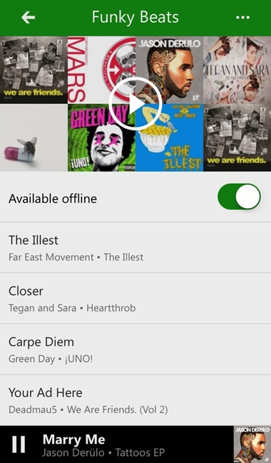 Offline playlists on Android is the latest add in a series of Xbox Music updates