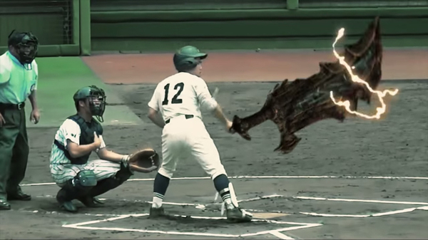 Hype baseball intro routine is made even more hype with Monster Hunter BGM and SFX